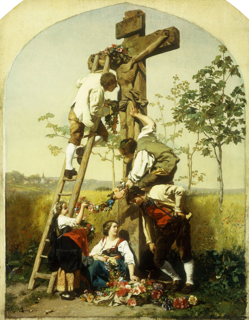 Decorating the Shrine, 1854 od Gustave Brion