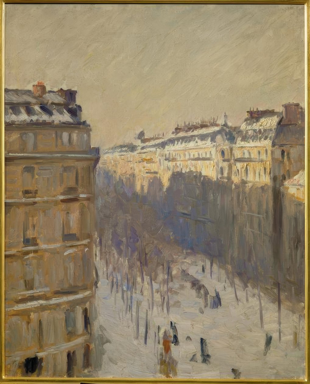 Boulevard Haussmann, sněhový efekt od Gustave Caillebotte