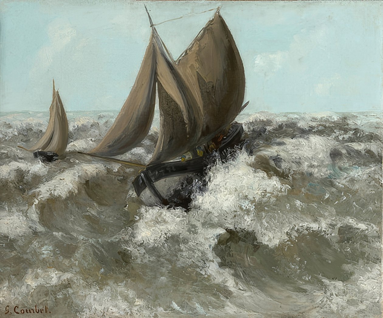 Plachetnice (mořská krajina). Kolem roku 1869 od Gustave Courbet