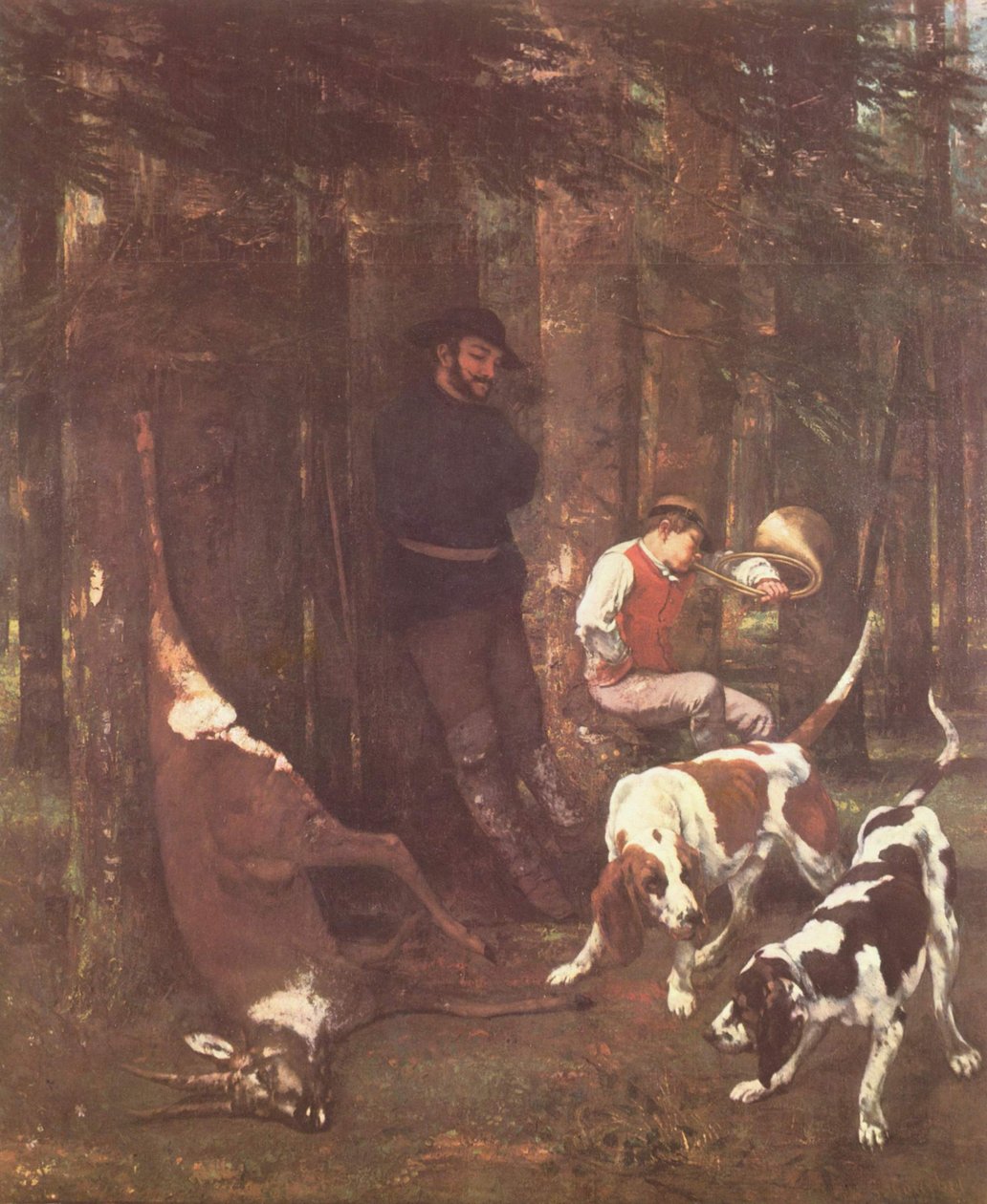 Kořist (lov se psy) od Gustave Courbet