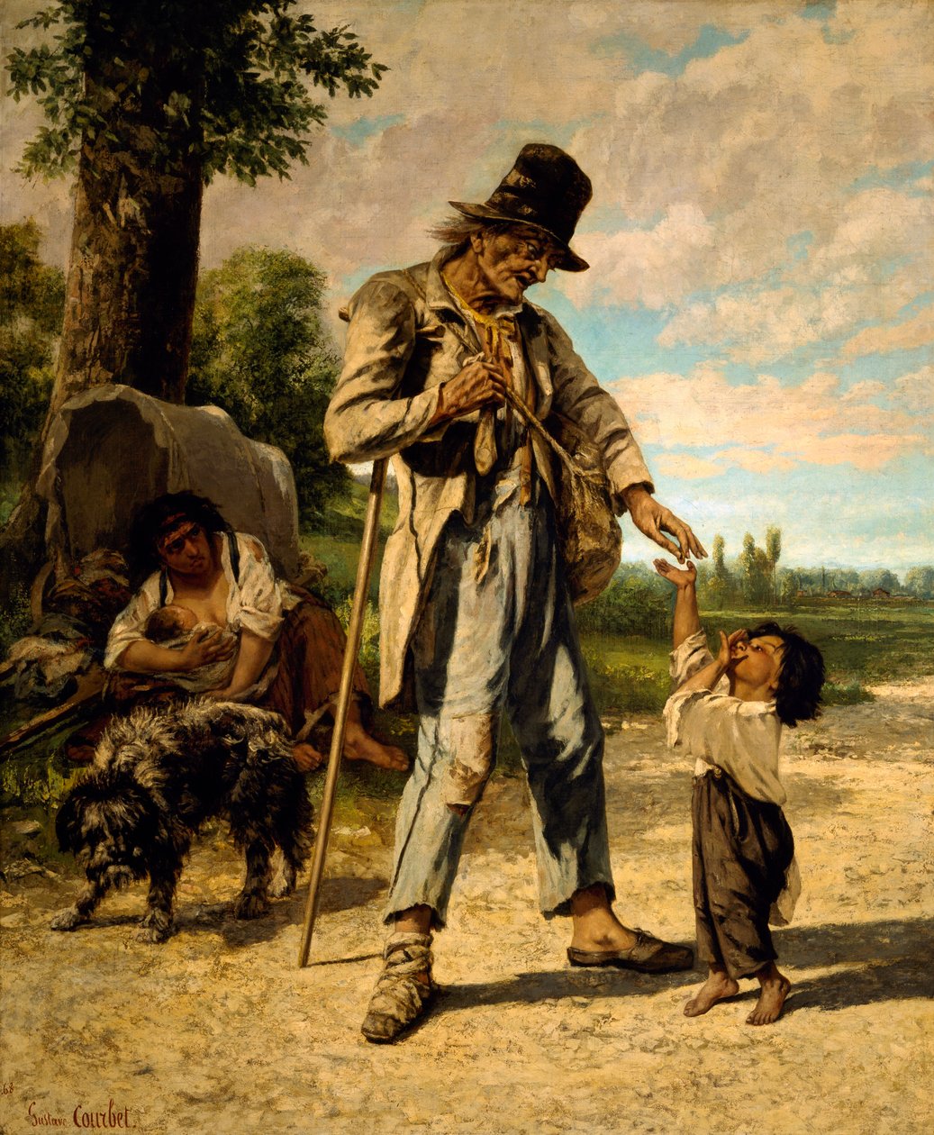 Almužna žebráka (olej na plátně) od Gustave Courbet