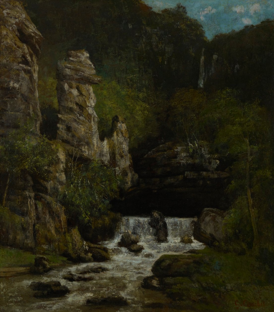 Krajina s vodopádem od Gustave Courbet
