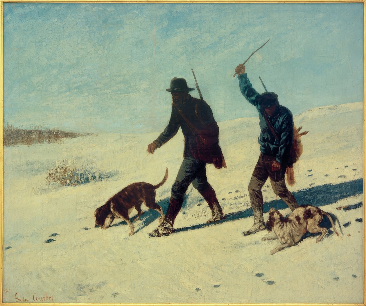 Pytláci ve sněhu od Gustave Courbet