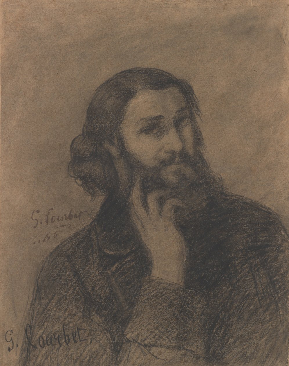 Autoportrét, kolem roku 1866 (tužka na vyprávění) od Gustave Courbet