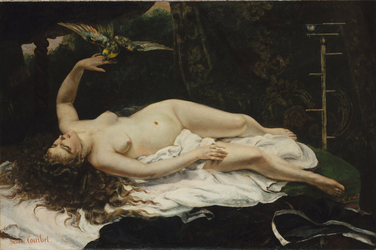 Žena s papouškem od Gustave Courbet