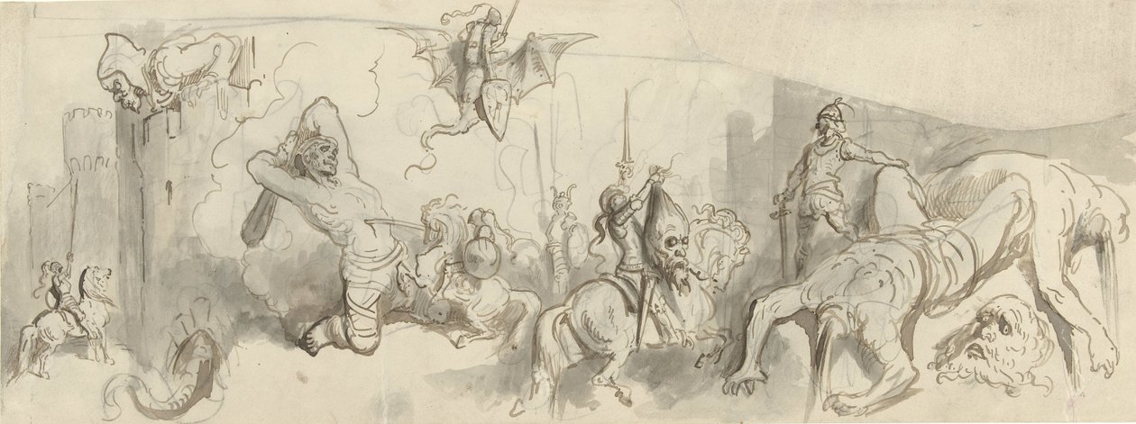 Bitva mezi rytíři a obry od Gustave Dore