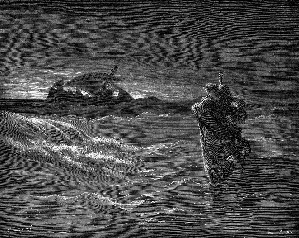 Ježíš chodí po vodě od Gustave Dore