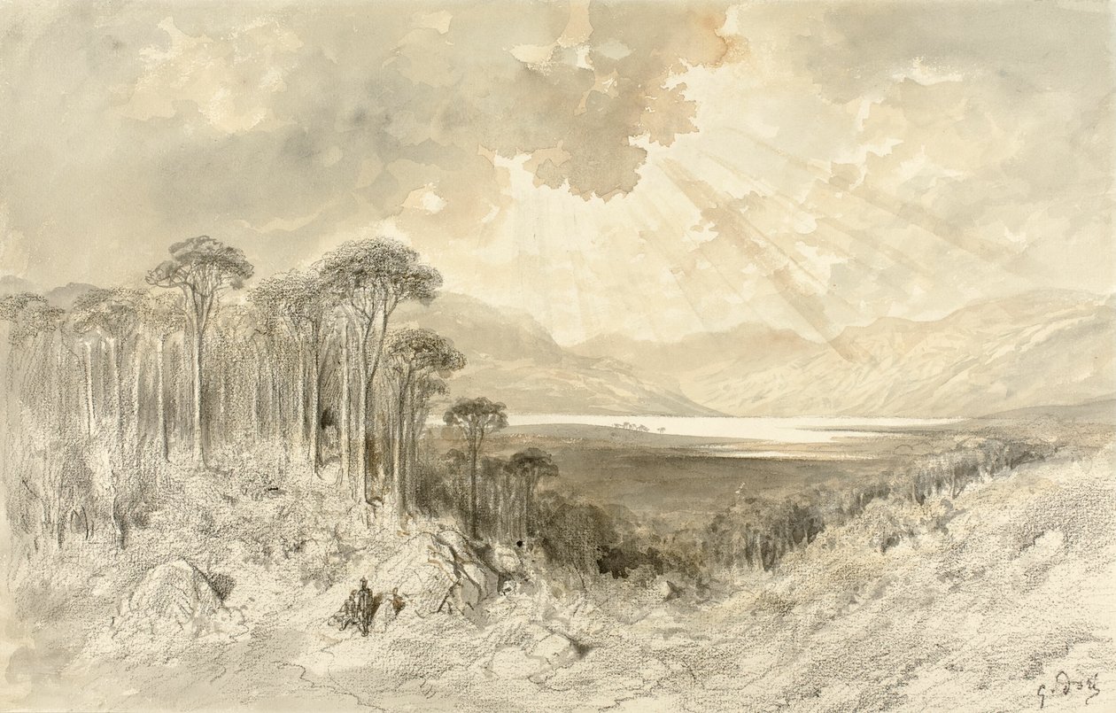 Skotská krajina od Gustave Dore