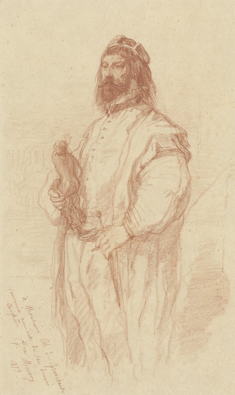 Stojící muž se sochou od Gustave François Morin
