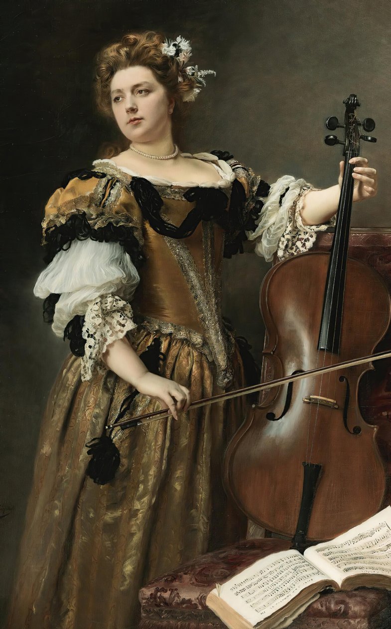 Hráč na violoncello, c. 1890. od Gustave Jean Jacquet