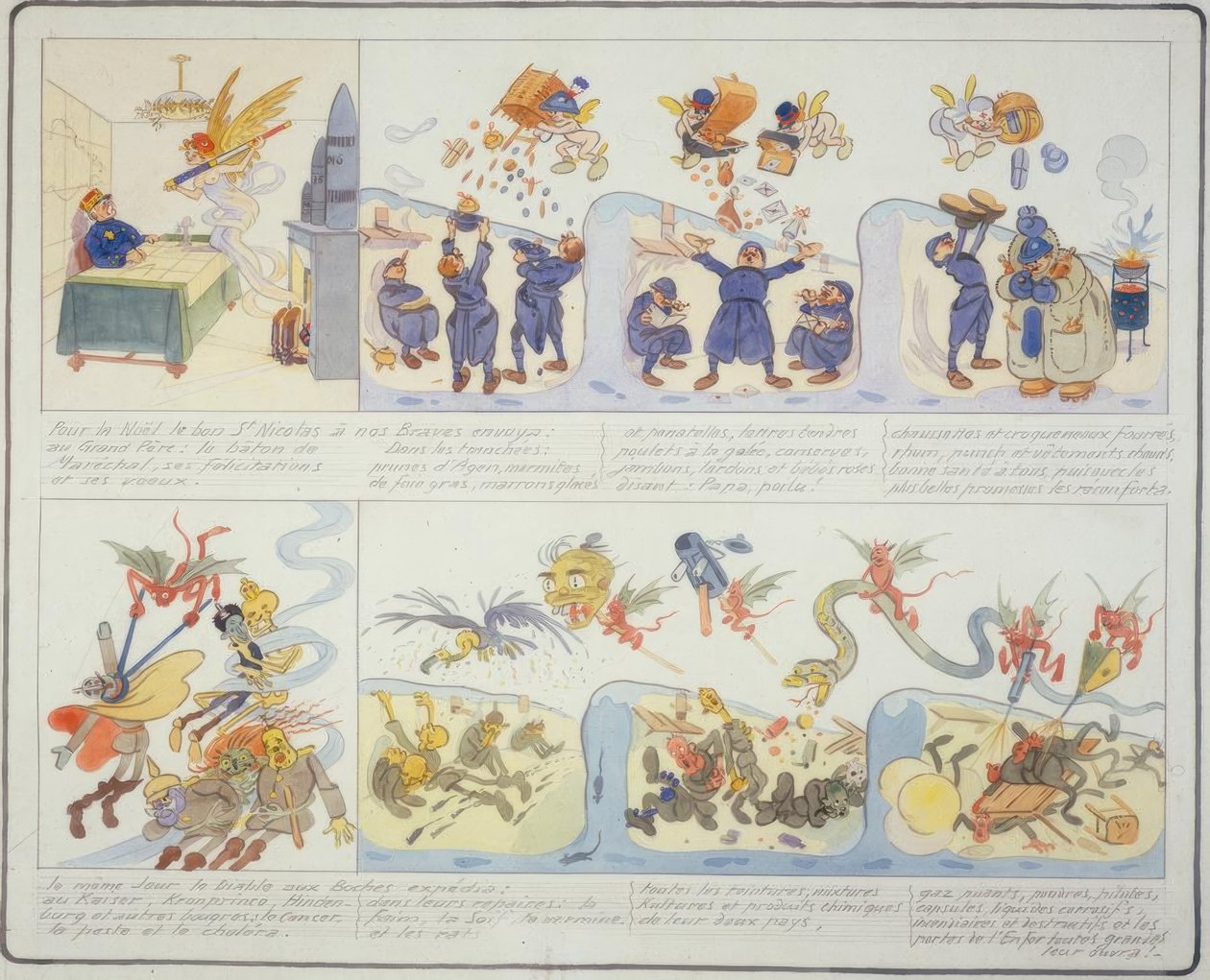 1. WW / Vánoce 1916 / Francouzská karikatura od Gustave Wendt