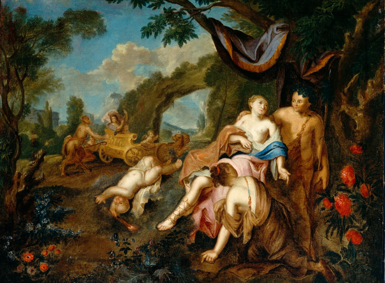 Bacchus a Ariadne, kolem 1725 od Gustavus Hesselius