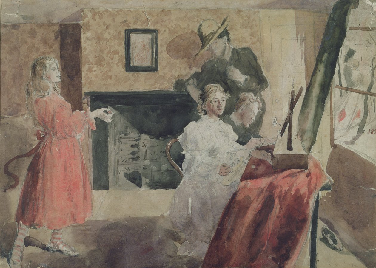 Portrétní skupina, 1897-98 (tužka, pero a wc na papíře) od Gwen John