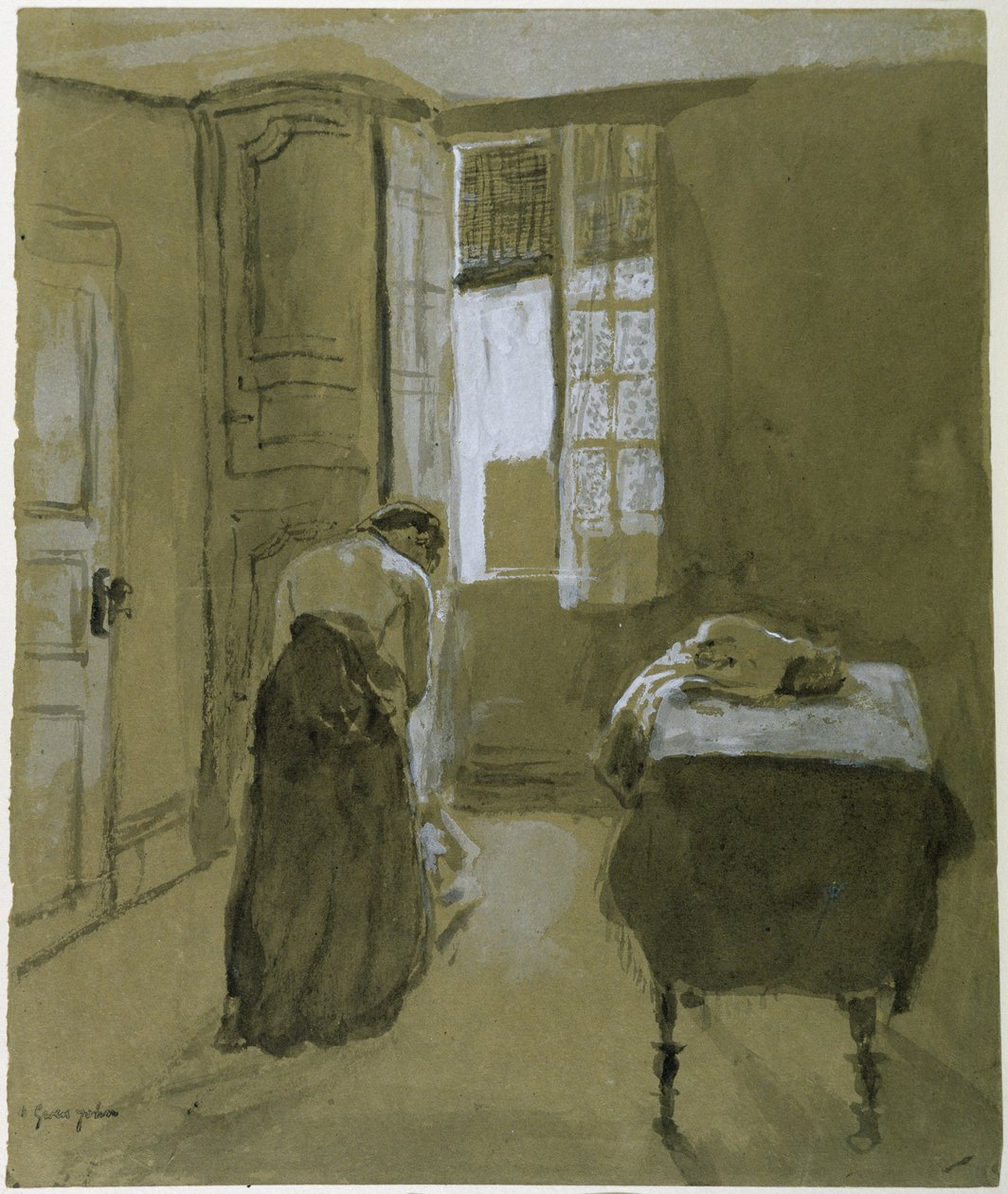 Dámské oblékání, cca 1907 (perte na papíře) od Gwen John