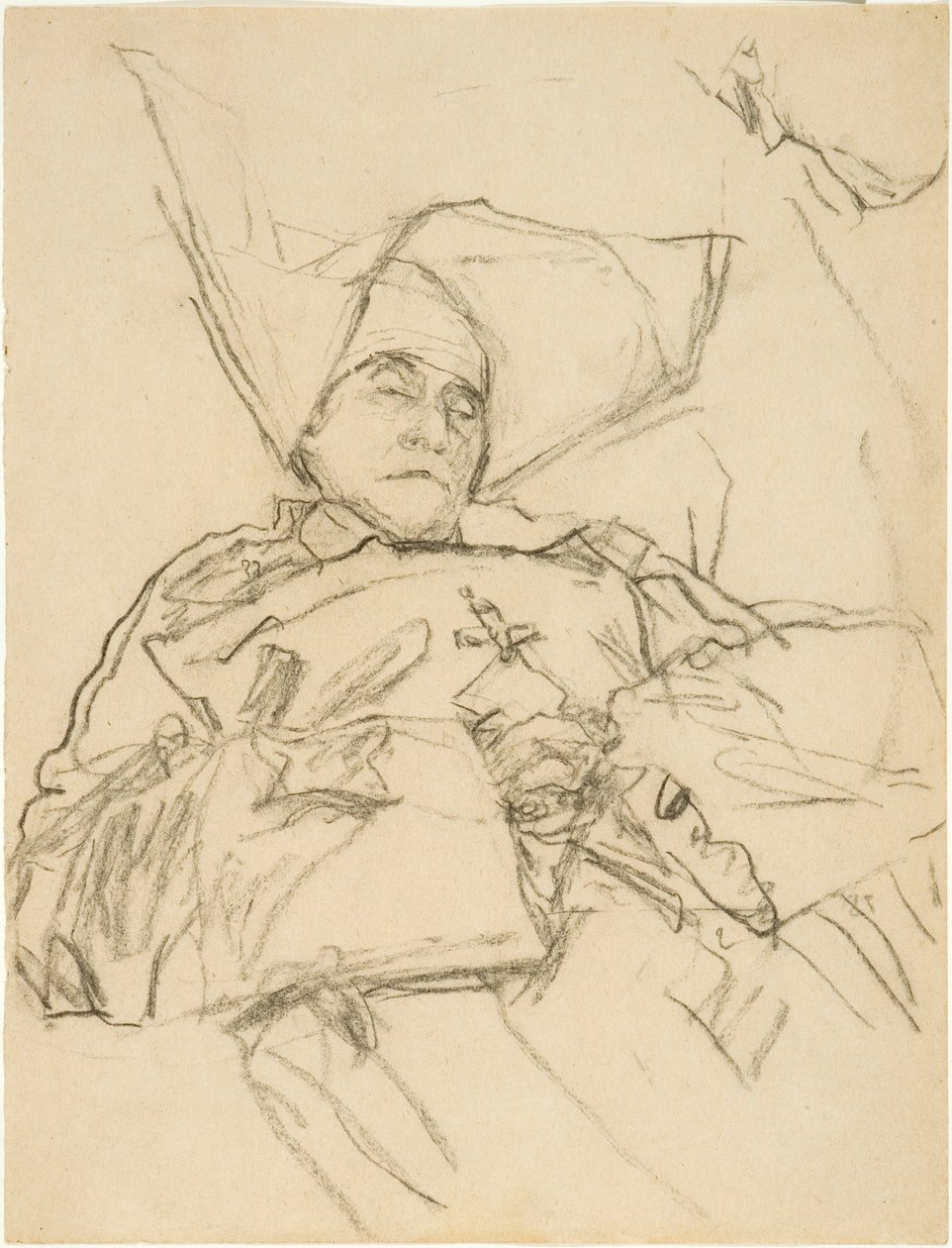 Umírající jeptiška (pastelky na papíře) od Gwen John