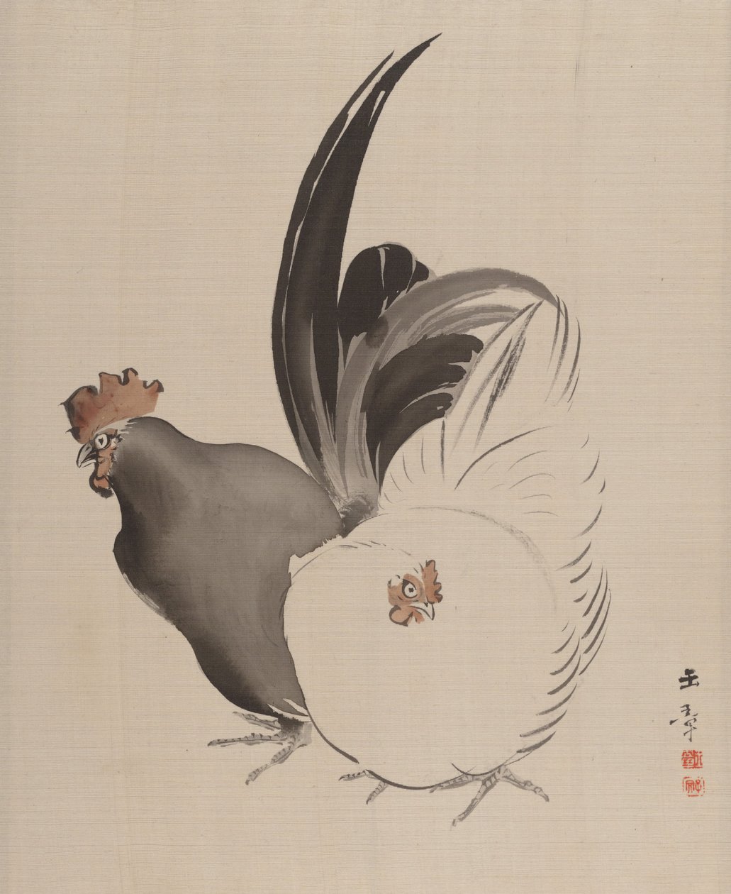 Kohout a slepice, 1887-92. od Gyokusho Kawabata