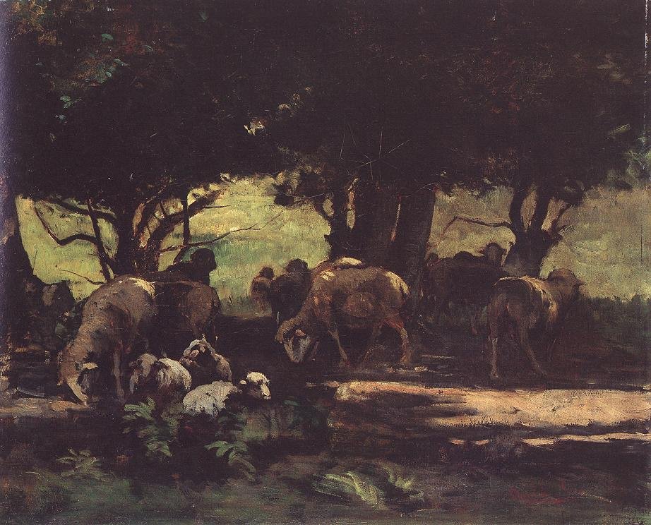 Stádo ovcí od Gyula Agghazy