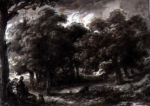 Zalesněná krajina, s postavami od H.F. 1751 1812 Aylesford