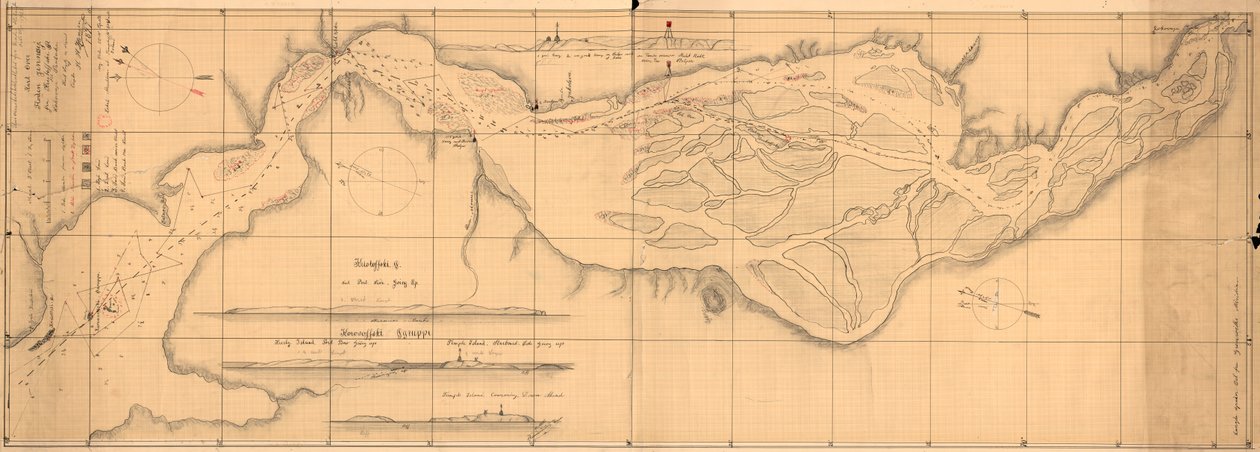Mapa řeky Jennisej od H.H. Hansen