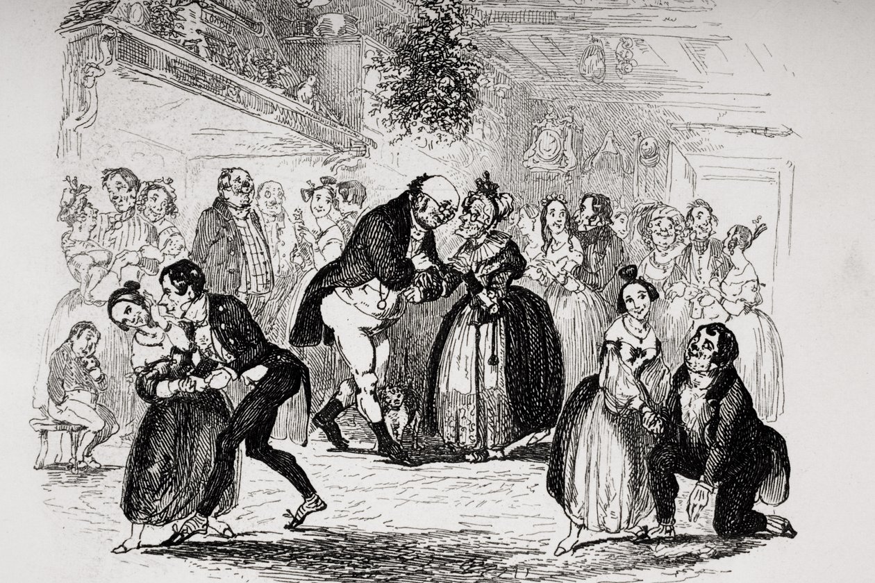 Štědrý večer u pana Wardlea, ilustrace z „The Pickwick Papers“ od Charlese Dickense (1812-70) publikované v roce 1837 (viz také 259109) od Hablot Knight Browne