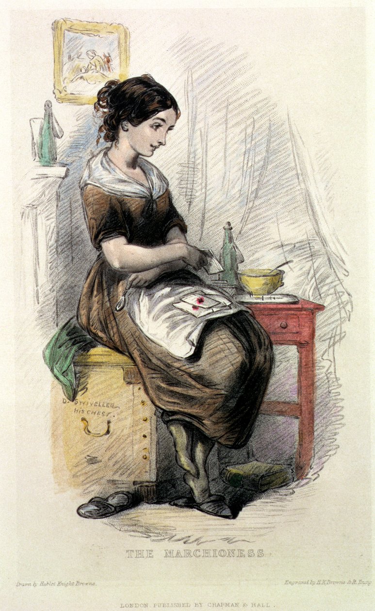 Marchioness, ilustrace k "The Old Curiosity Shop" (1841) od Charlese Dickense (1812-70), vyryl Hablot Knight Browne (1815-92) a R. Young (barevná rytina) od Hablot Knight Browne