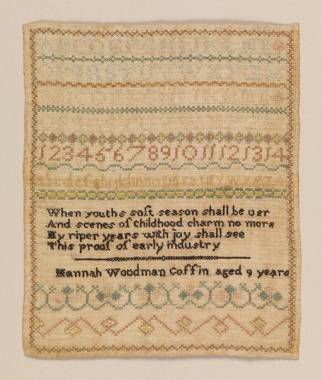 Sampler od Hannah Woodman Coffin