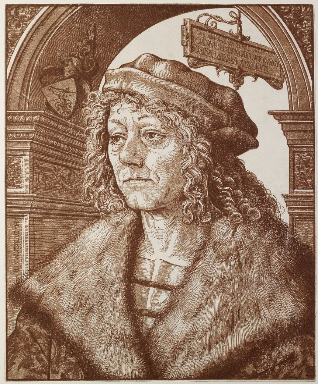 Portrét Johannese Paumgartnera, 1512 (chiaroscuro dřevoryt) od Hans Burgkmair