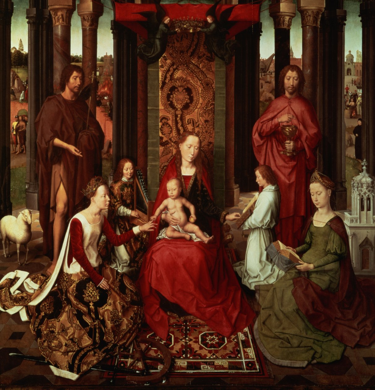 Mystická svatba svaté Kateřiny a jiných svatých od Hans Memling