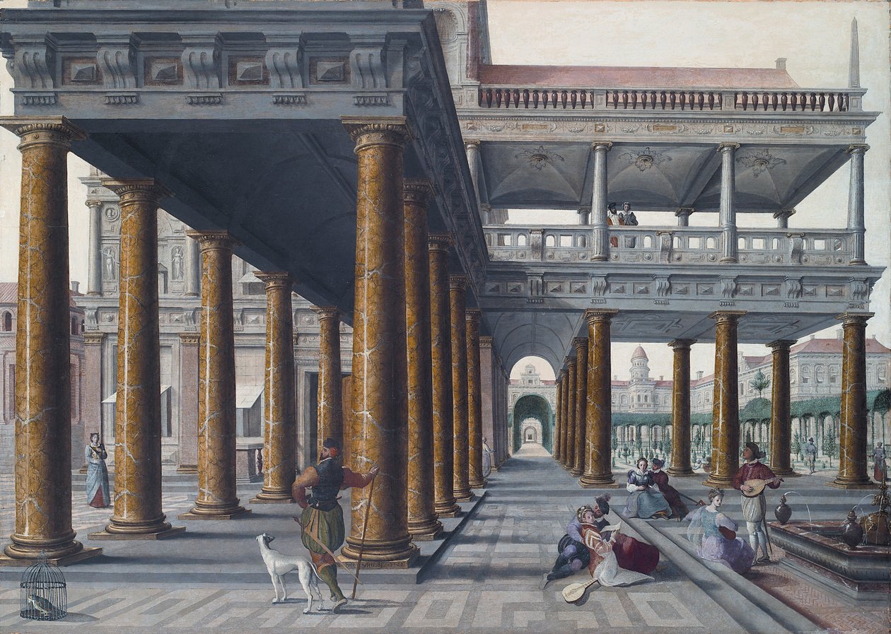 Architectural Caprice with Figures od Hans or Jan Vredeman de Vries