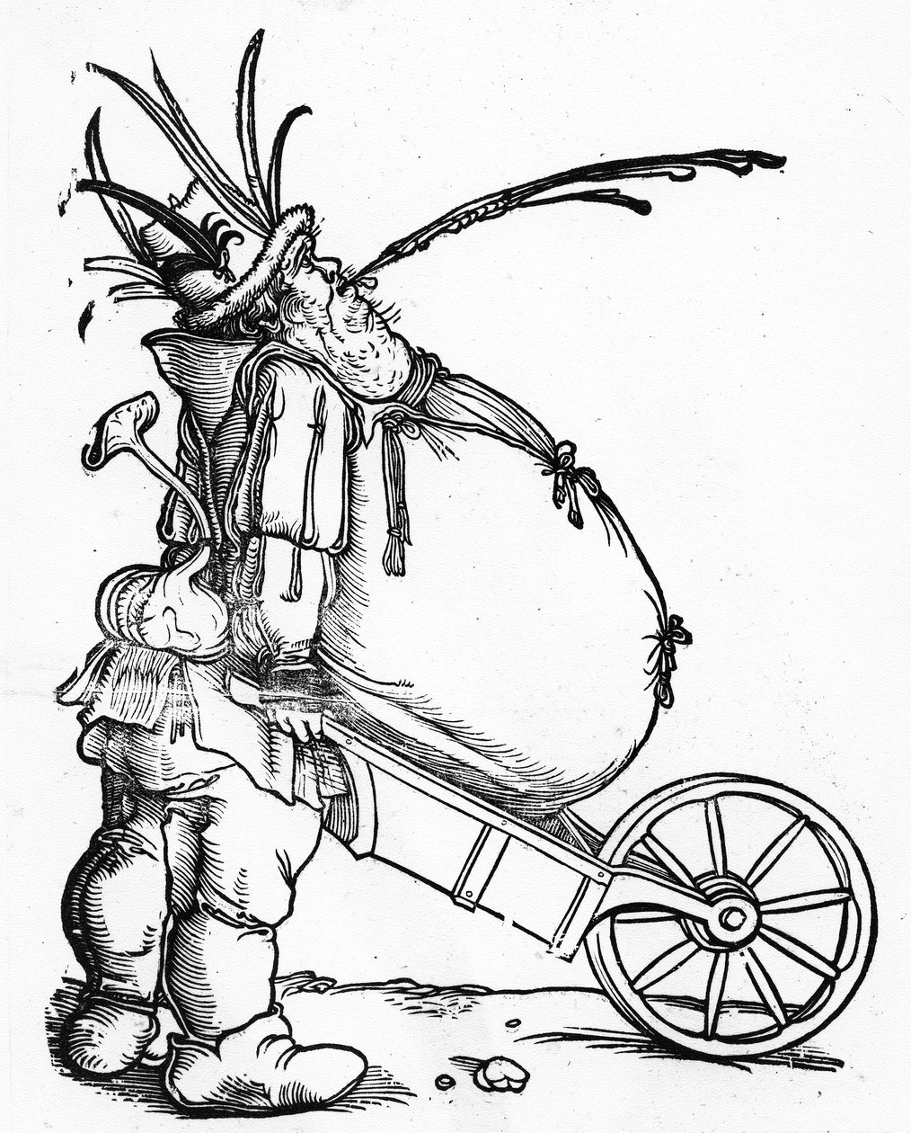 Tlustý muž a trakař, kolem 1521 od Hans Weiditz