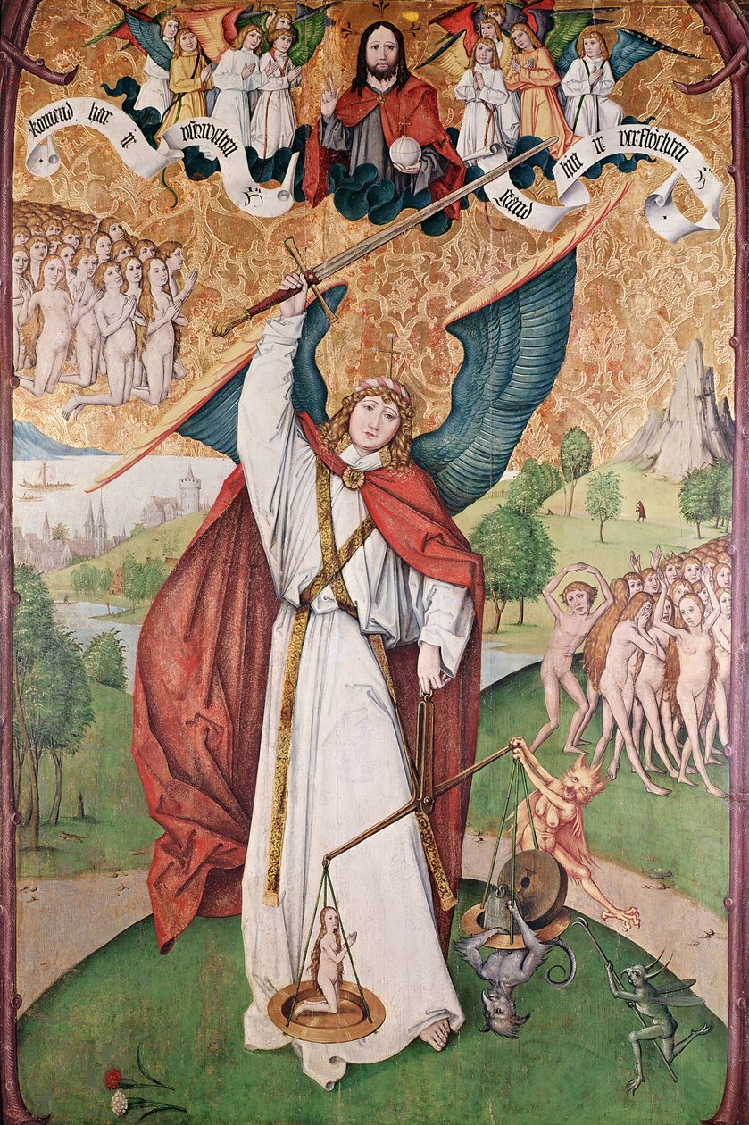 St. Michael Weighing the Souls at the Last Judgement, cca 1500 (tempera na panelu) od Hans Leu