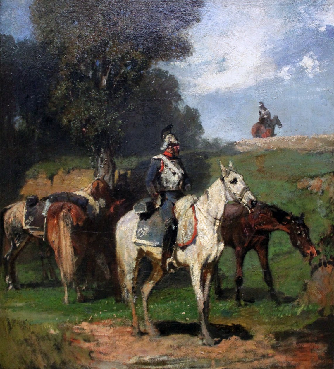 Dragouni zastavující se od Hans von Marées