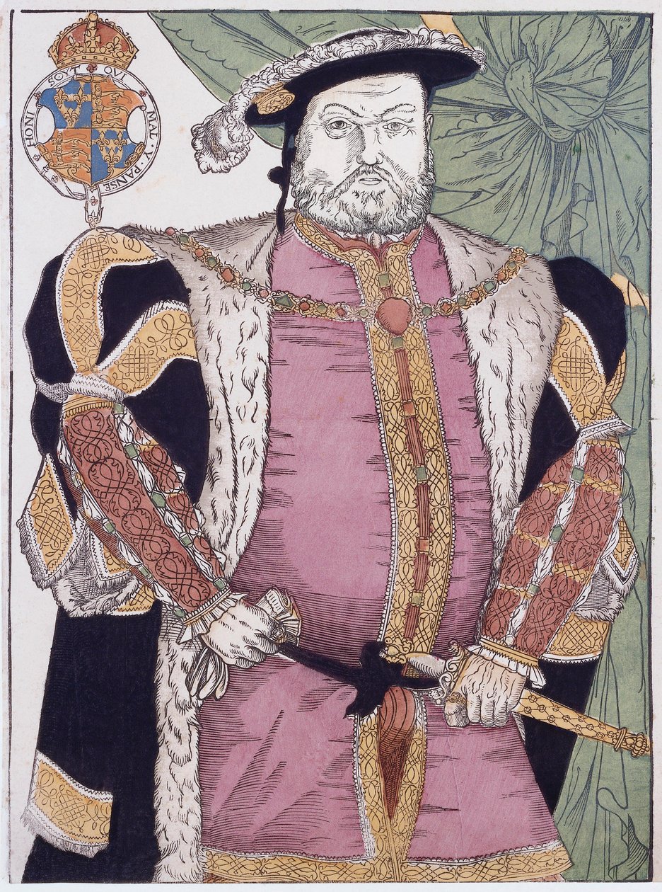Anglický král Jindřich VIII. (rytina) od Hans (after) Holbein