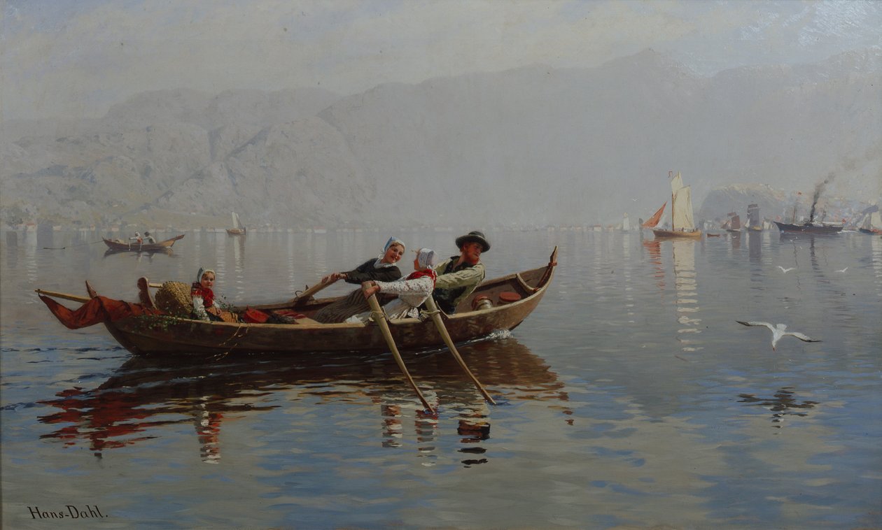 Bergen Harbour (olej na plátně) od Hans Andreas Dahl