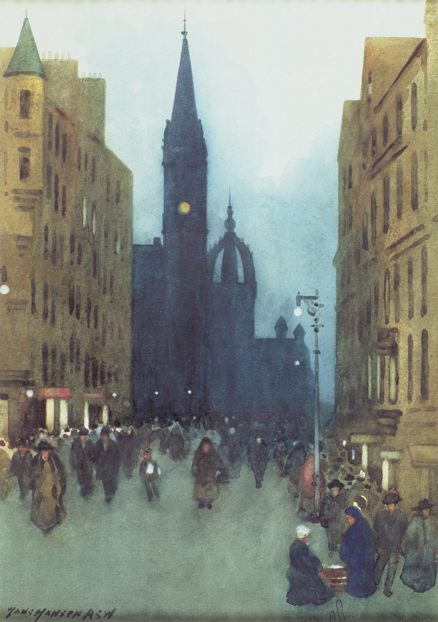 High Street, Edinburgh (olej na plátně) od Hans Hansen