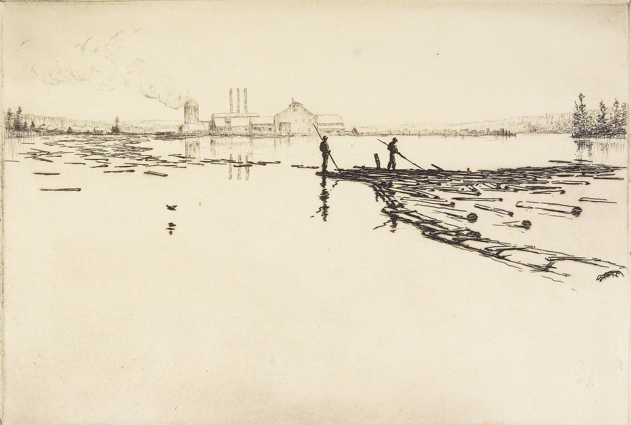 The Log Boom, cca 1924 (lept) od Hans Kleiber
