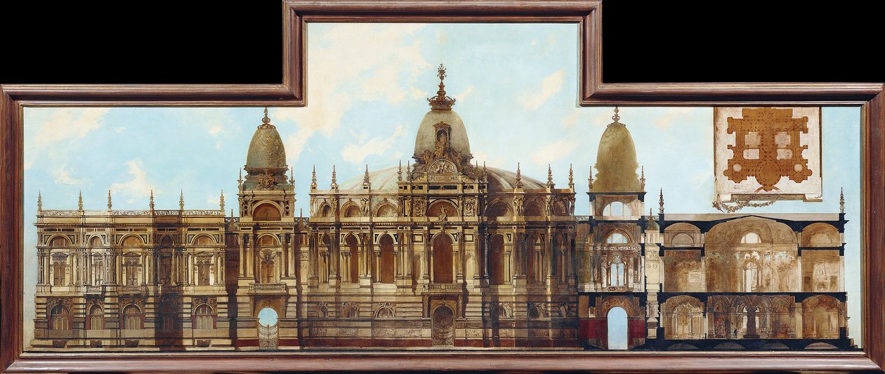 Design pro palác: zadní strana a půdorys od Hans Makart