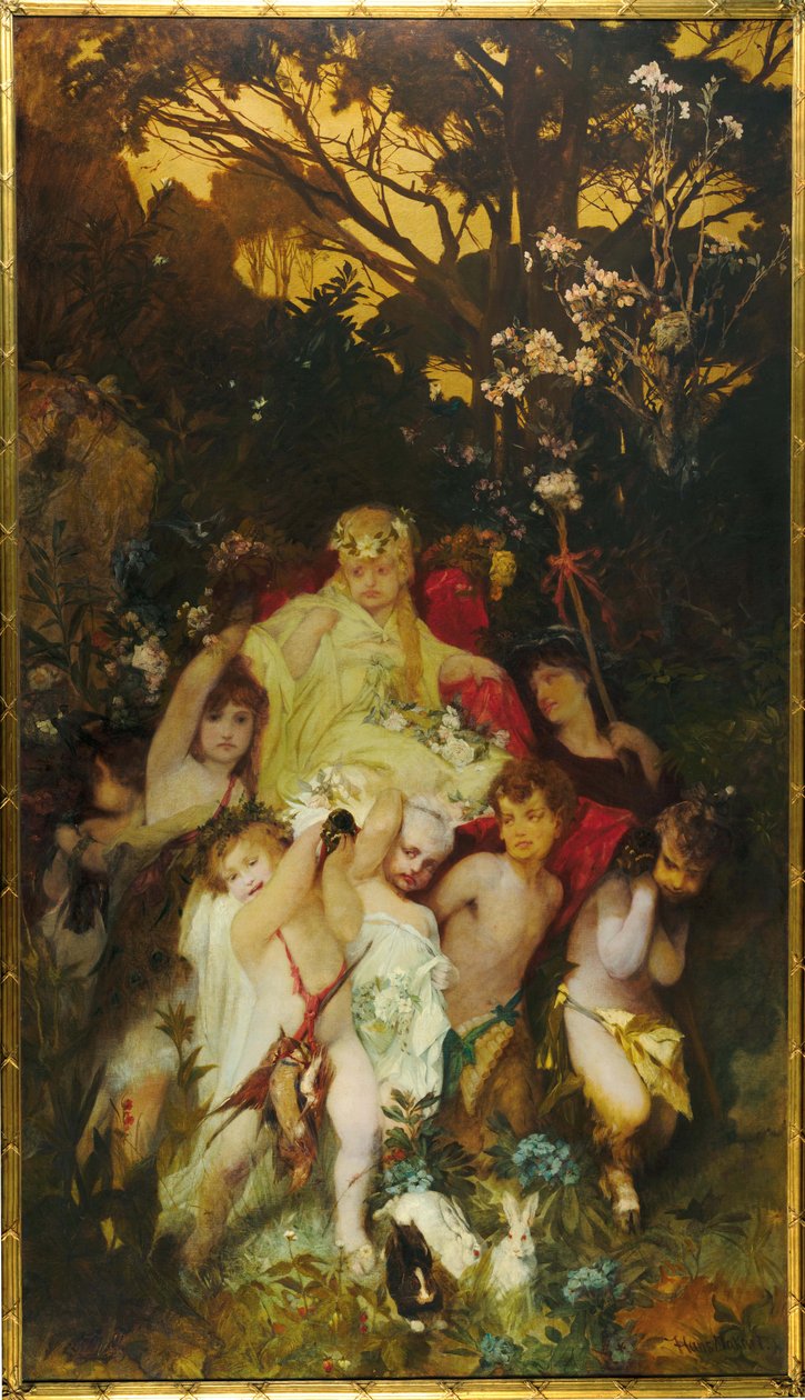 Moderní Amoretti, Triptych, centrální panel, 1868. od Hans Makart