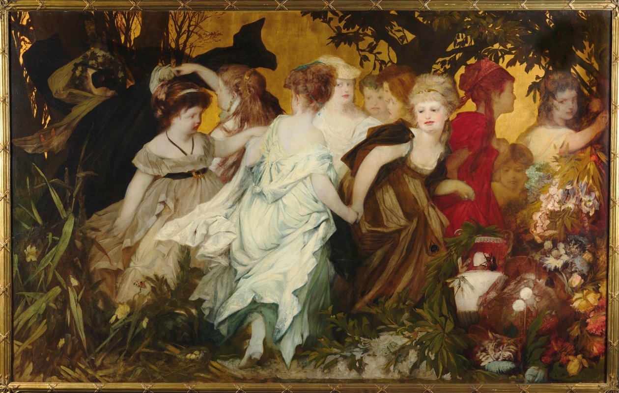 Moderní Amoretti, Triptych, levý panel, 1868. od Hans Makart