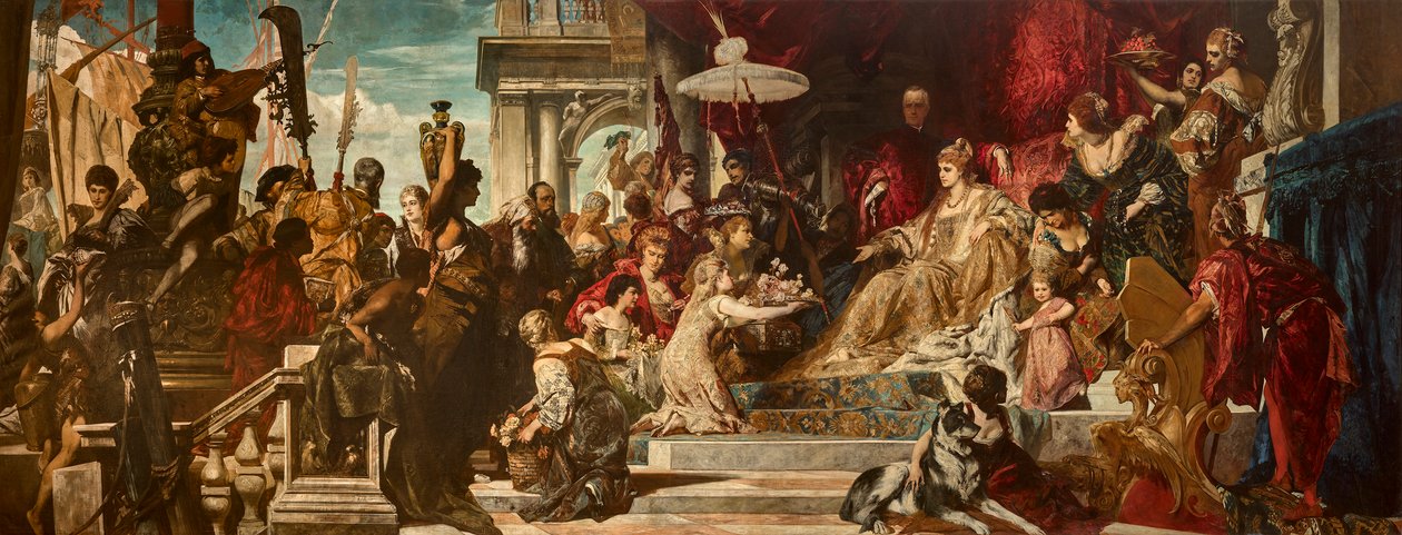 Venedig vyznamenává Caterinu Cornaro od Hans Makart