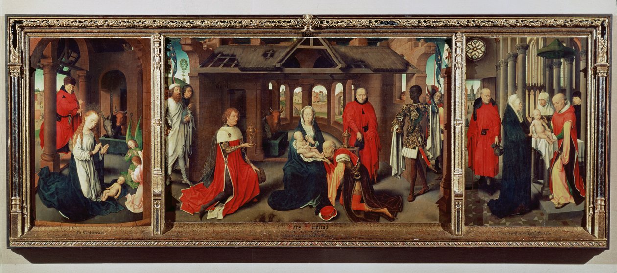 Klanění tří králů: Celý triptych od Hans Memling