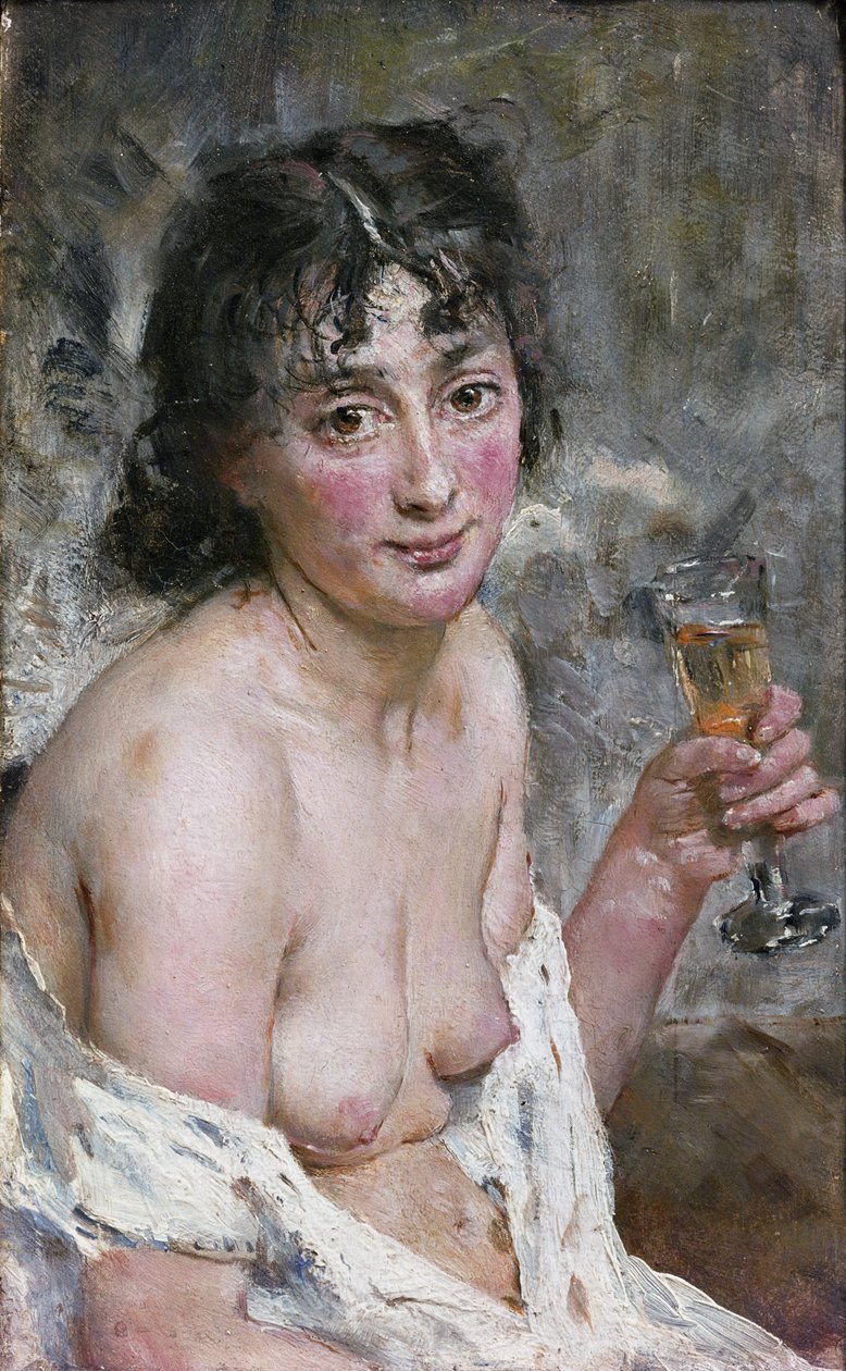 Champagne Girl (olej na plátně) od Hans Olaf Heyerdahl