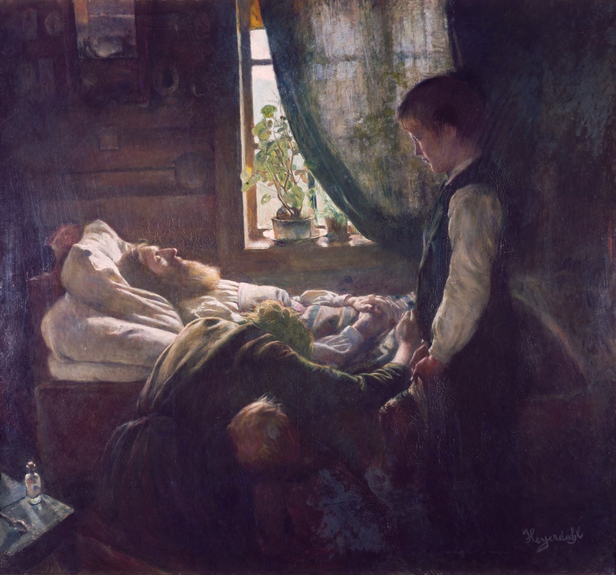 Dělníci na smrtelné posteli od Hans Olaf Heyerdahl
