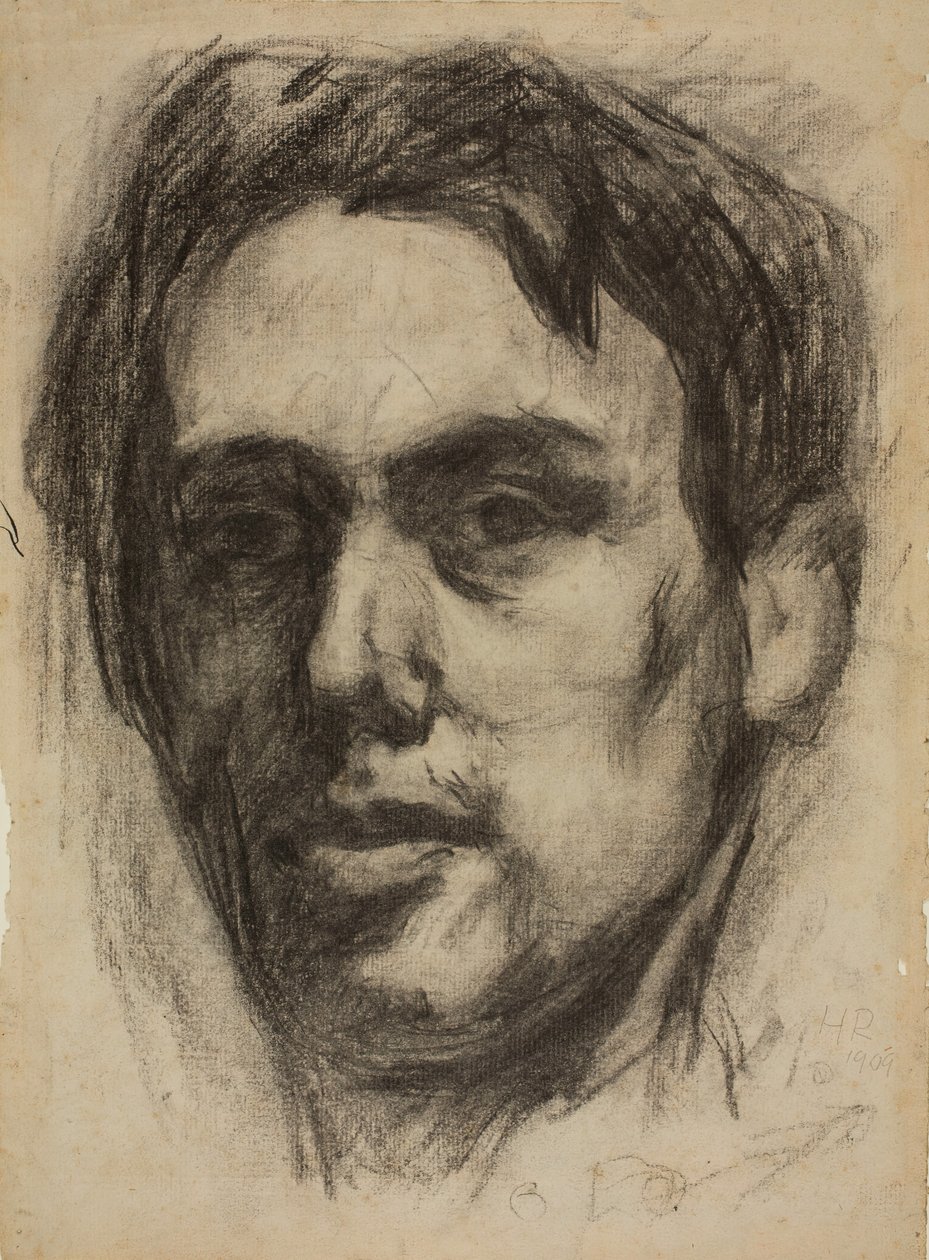 Autoportrét recto, Skica verso, 1909. od Hans Richter