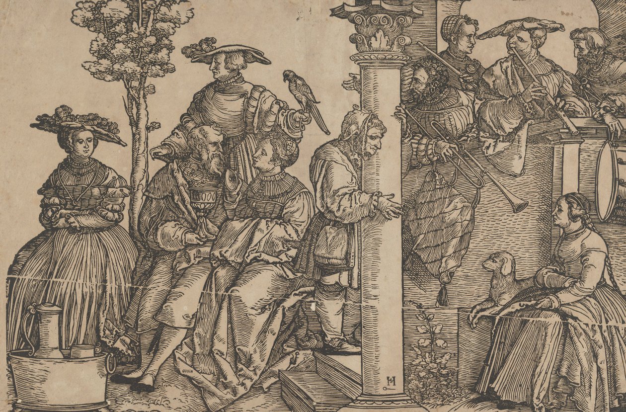 Hudebníci a diváci. od Hans Schäufelein the Elder