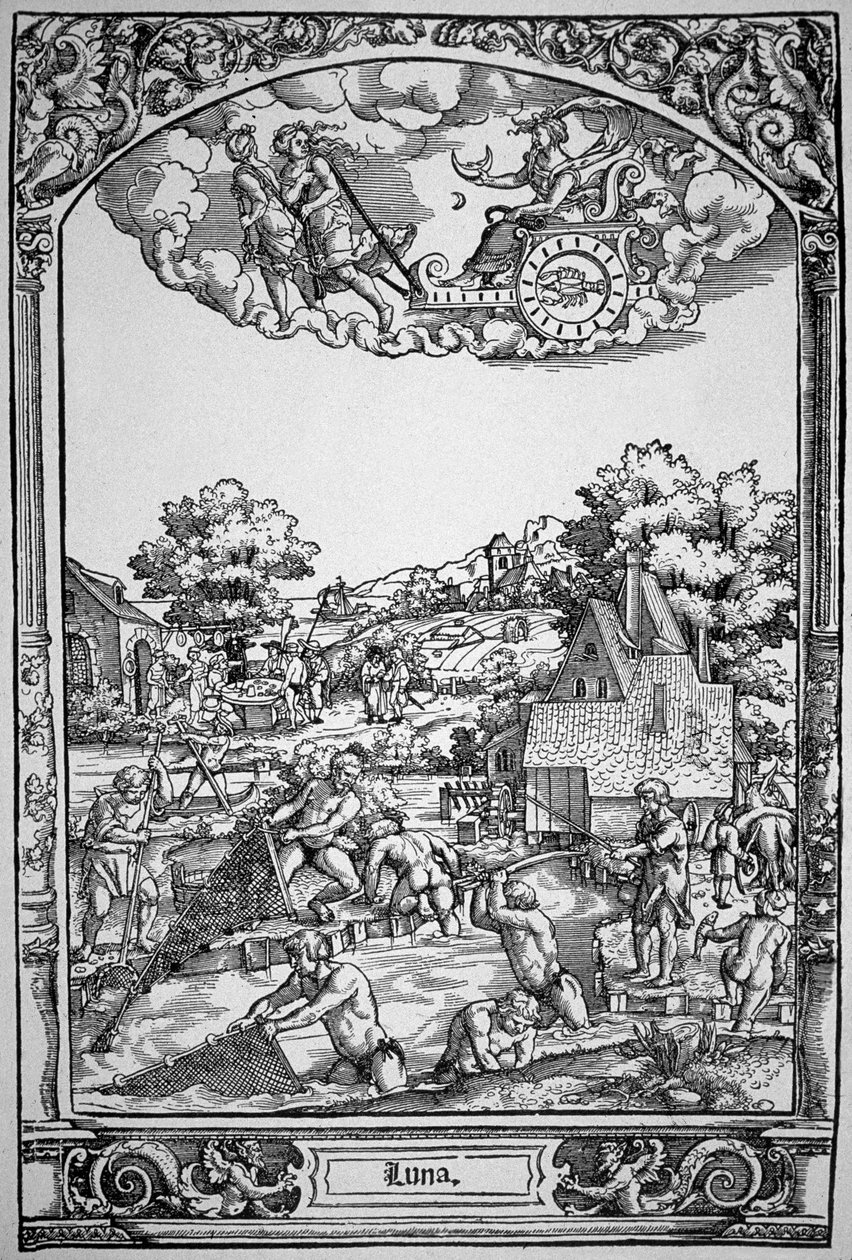 Měsíc (dřevoryt) od Hans Sebald (School of) Beham