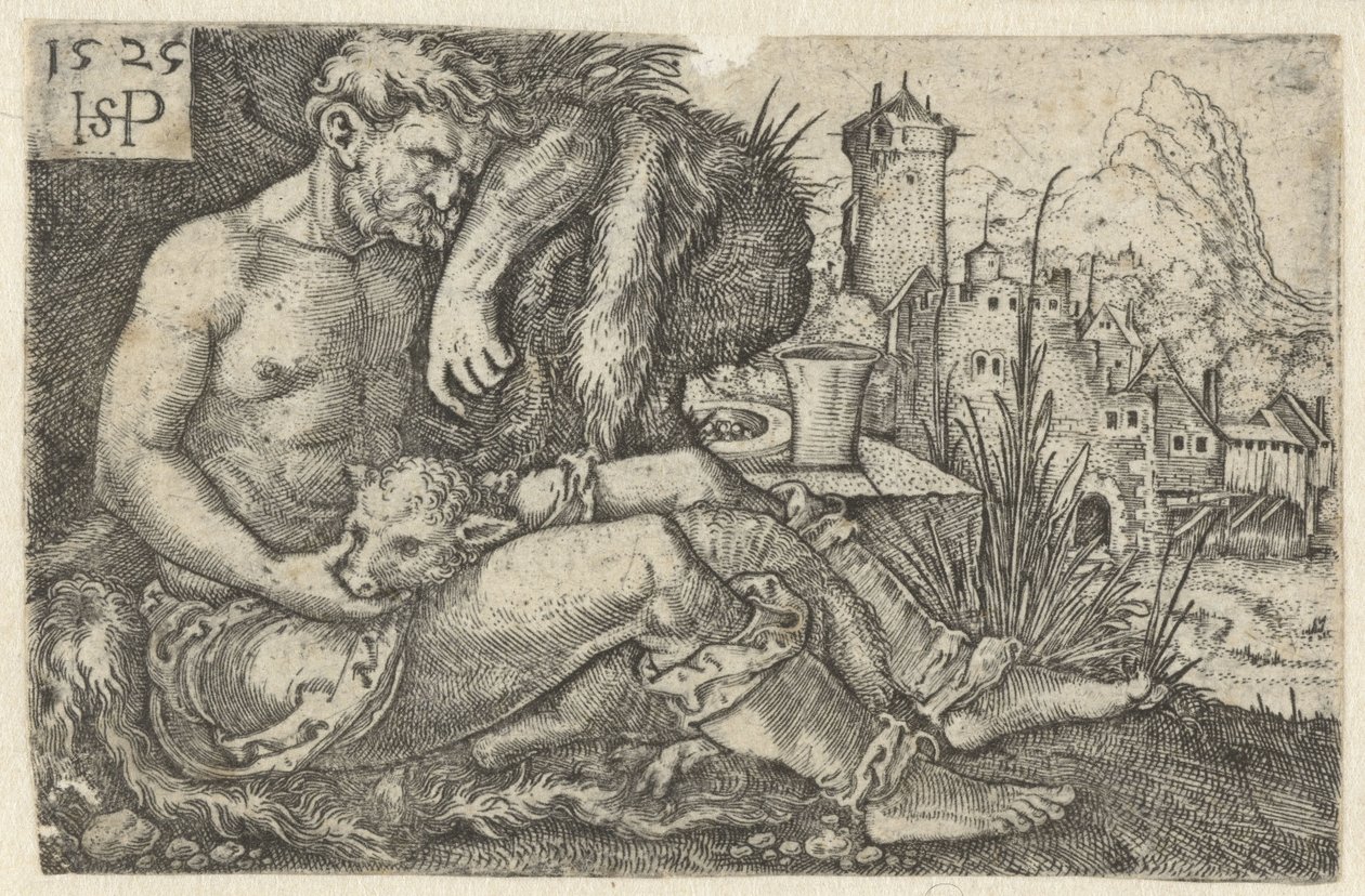 Pastýř a ovce od Hans Sebald Beham