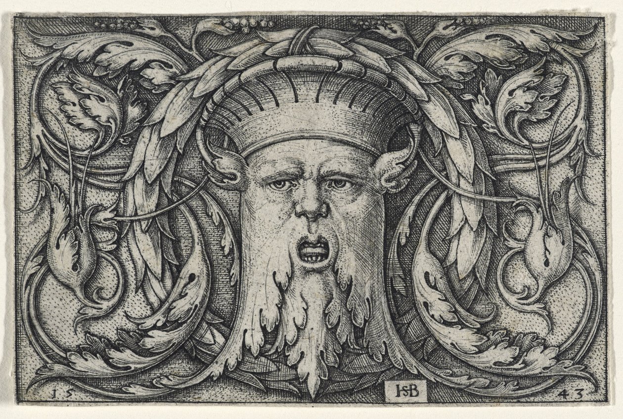 Mascaron, 1543 (rytina na položený papír) od Hans Sebald Beham