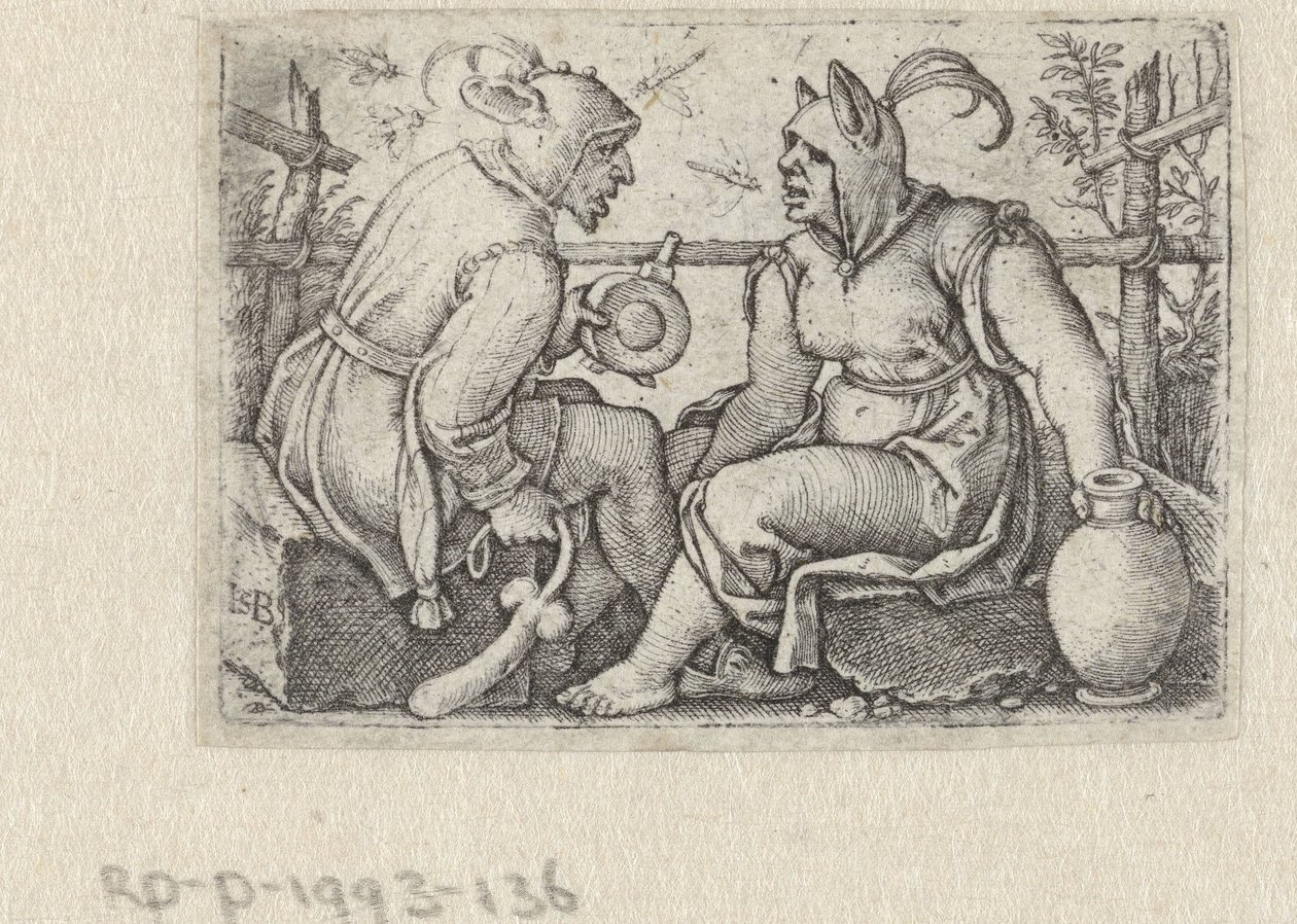 Šašek s falusem a ženským nár od Hans Sebald Beham