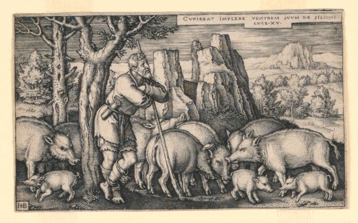 Marnotratný syn mezi prasaty od Hans Sebald Beham